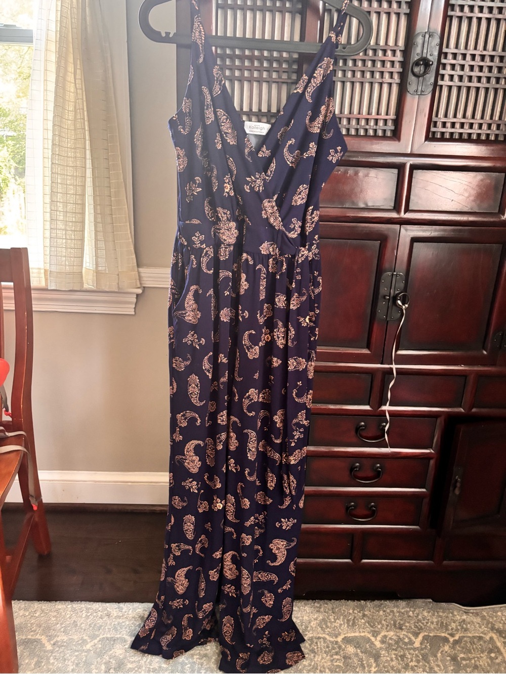 Navy & gold Paisley wide leg jumpsuit